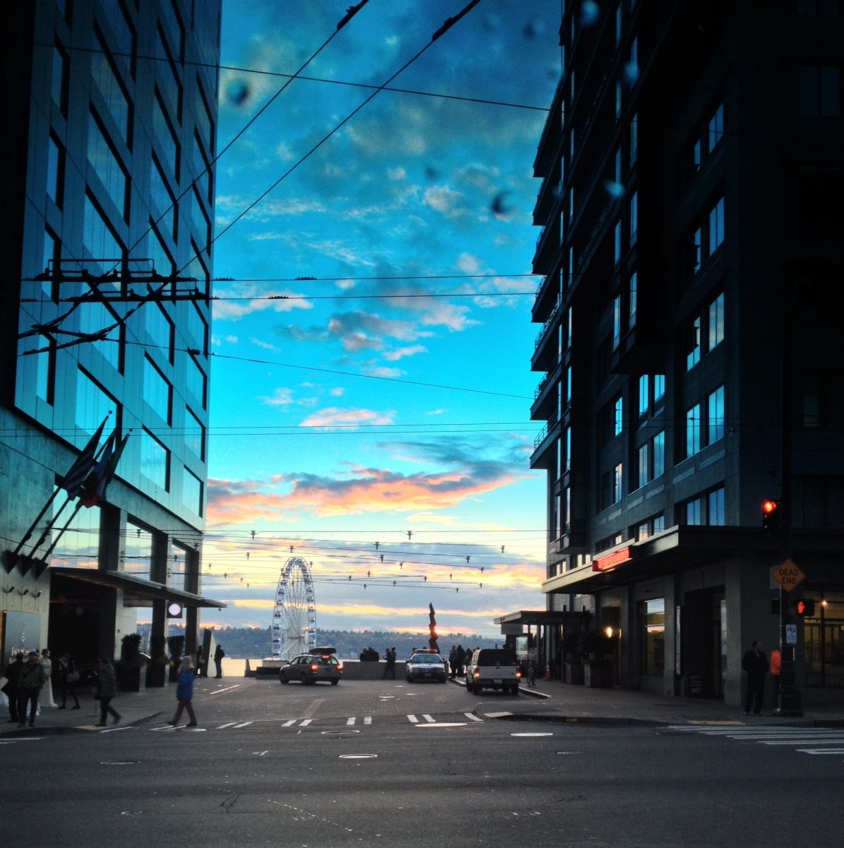 Seattle Great Wheel at Sunset