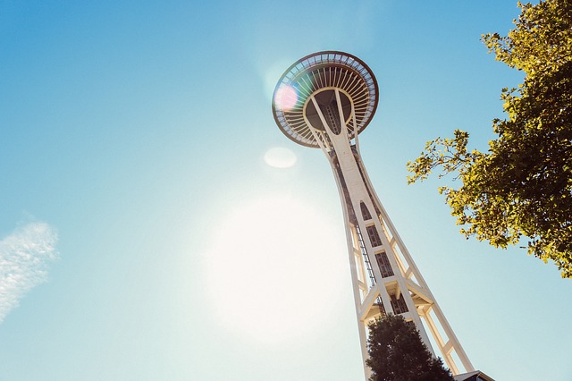 View Looking Up at the Space Needle in Seattle