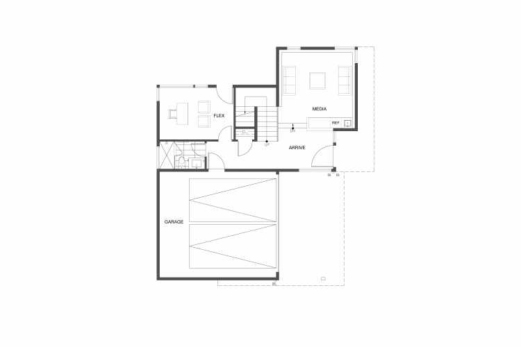 First Floor Plan of 4703 Lake Washington Blvd. S, One of Three Lake Washington Luxury Homes in Seward Park by Isola Homes
