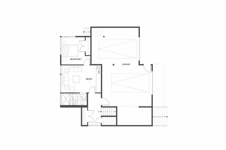 First Floor Plan of 4709 Lake Washington Blvd. S, One of Three Lake Washington Luxury Homes in Seward Park by Isola Homes