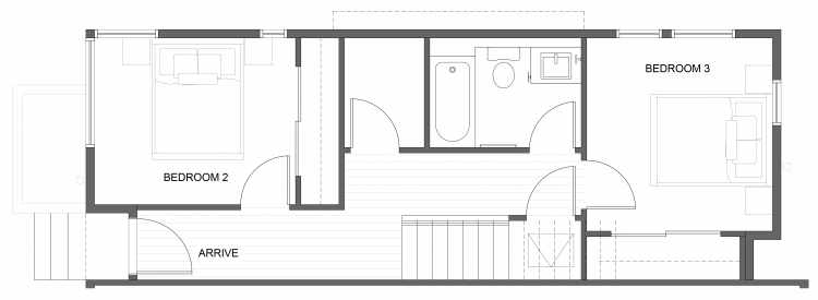 First Floor Plan of 1028A NE 70th St, One of the Sopris on 70th Townhomes in Roosevelt