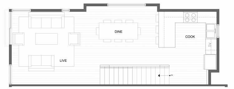 Second Floor Plan of 1028A NE 70th St, One of the Sopris on 70th Townhomes in Roosevelt