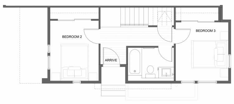 First Floor Plan of 1028B NE 70th St, One of the Sopris on 70th Townhomes in Roosevelt