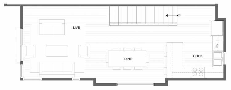 Second Floor Plan of 1028B NE 70th St, One of the Sopris on 70th Townhomes in Roosevelt