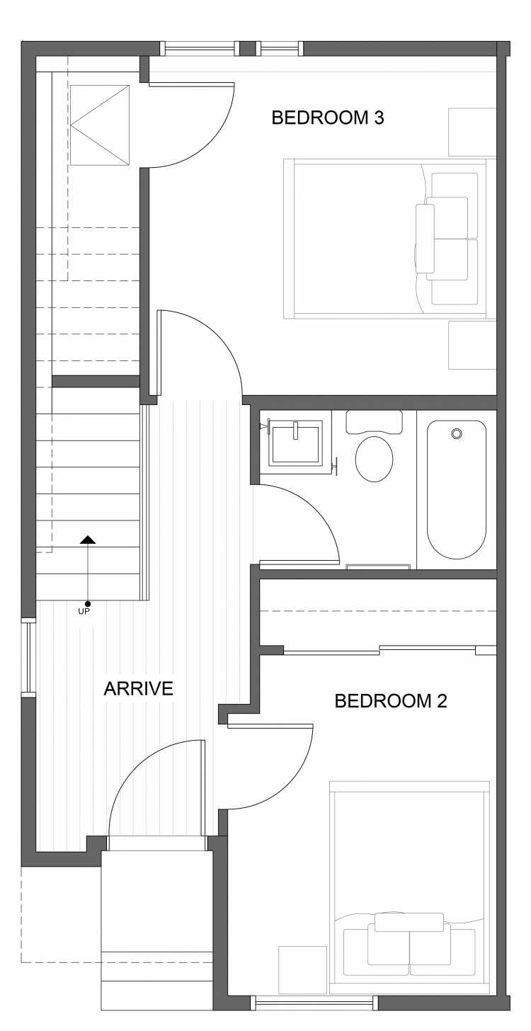 First Floor Plan of 1030A NE 70th St, One of the Sopris on 70th Townhomes in Roosevelt