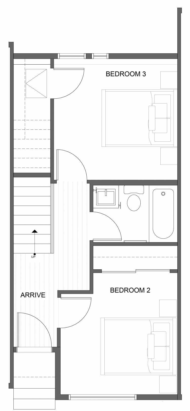 First Floor Plan of 1030B NE 70th St, One of the Sopris on 70th Townhomes in Roosevelt