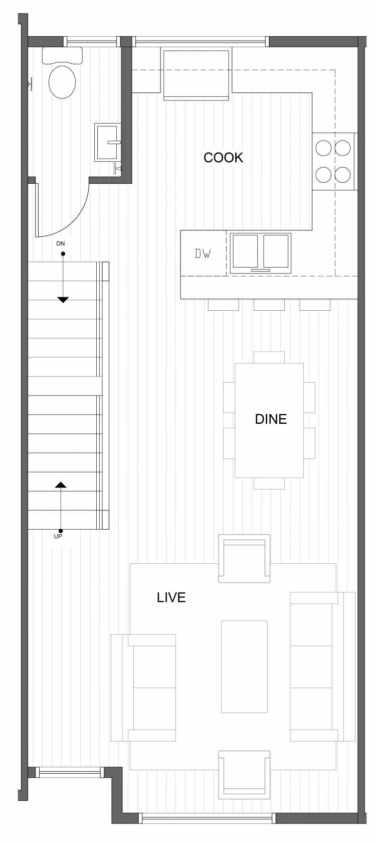 Second Floor Plan of 1030B NE 70th St, One of the Sopris on 70th Townhomes in Roosevelt