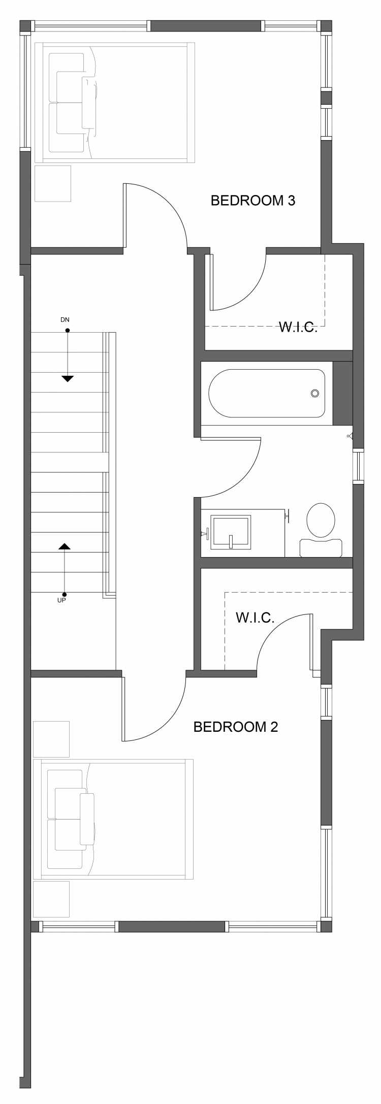 Second Floor Plan of 1030C NE 70th St, One of the Sopris on 70th Townhomes in Roosevelt