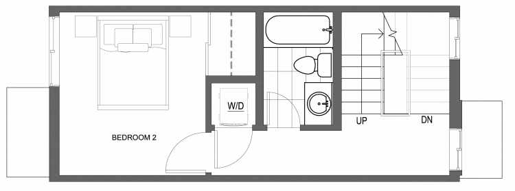 Second Floor Plan of 10415 Alderbrook Pl NW, One of the Zinnia Townhomes in the Greenwood Neighborhood of Seattle