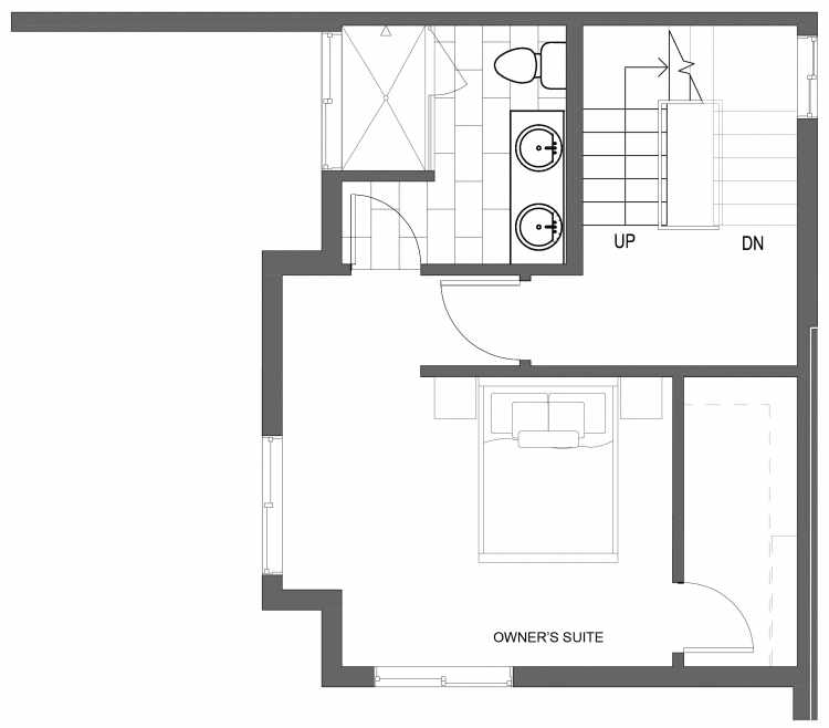 Third Floor Plan of 10419 Alderbrook Pl NW, One of the Zinnia Townhomes in the Greenwood Neighborhood of Seattle