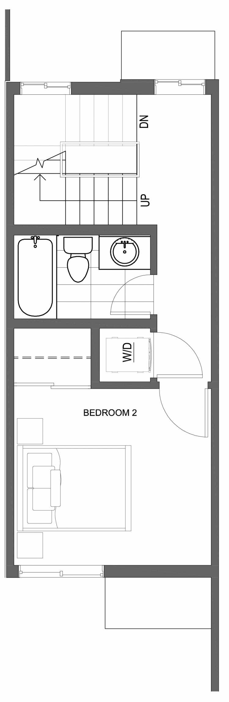 Second Floor Plan of 10421 Alderbrook Pl NW, One of the Zinnia Townhomes in the Greenwood Neighborhood of Seattle