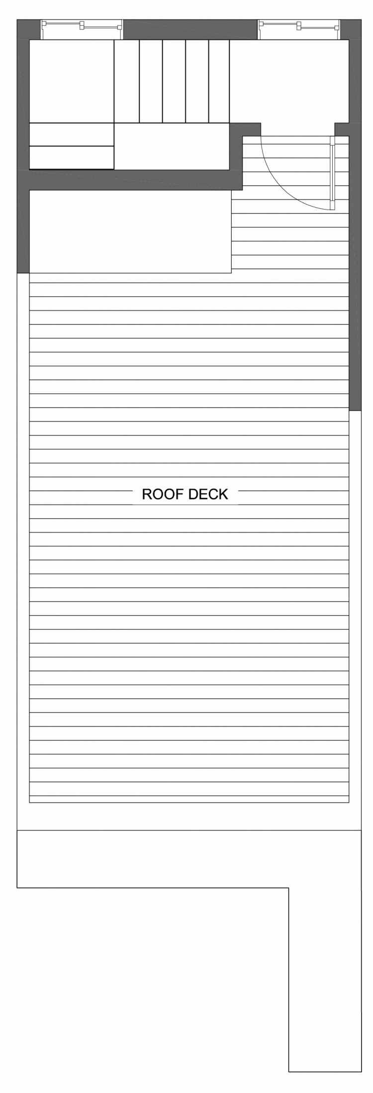 Roof Deck Floor Plan of 10421 Alderbrook Pl NW, One of the Zinnia Townhomes in the Greenwood Neighborhood of Seattle