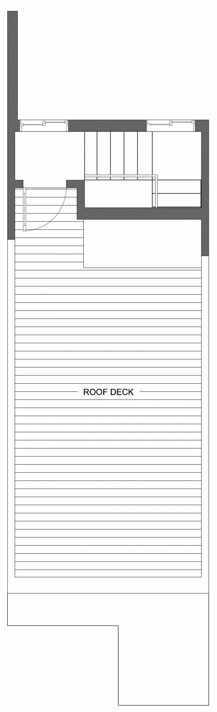 Roof Deck Floor Plan of 10423 Alderbrook Pl NW, One of the Zinnia Townhomes in the Greenwood Neighborhood of Seattle