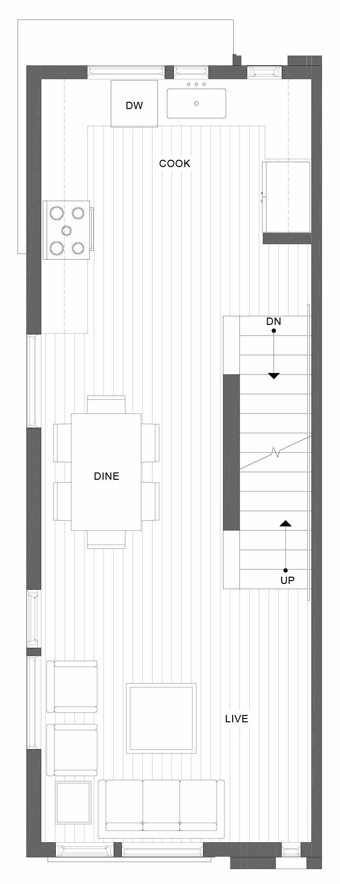 Second Floor Plan of 1101A 14th Ave in the Corazon Townhomes
