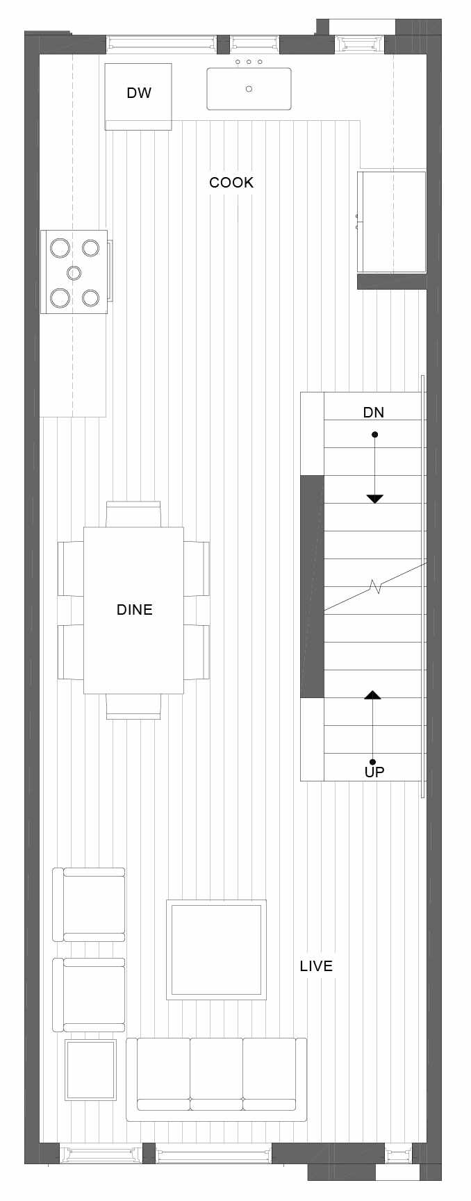 Second Floor Plan of 1101B 14th Ave in the Corazon Townhomes