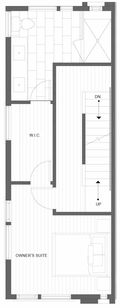 Third Floor Plan of 1105A 14th Ave in the Corazon Central Townhomes