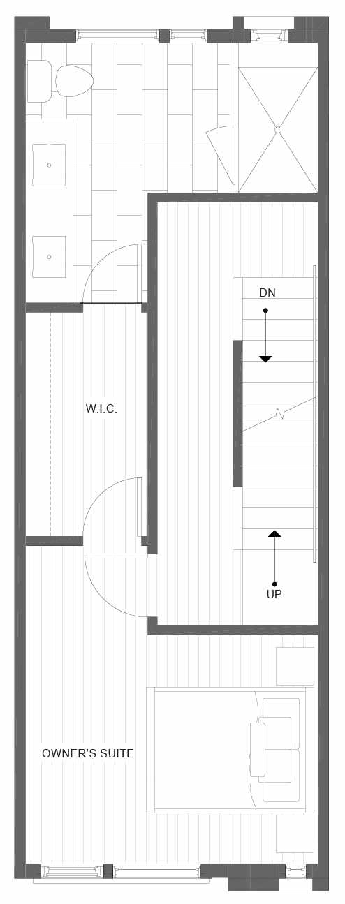 Third Floor Plan of 1105B 14th Ave in the Corazon Central Townhomes