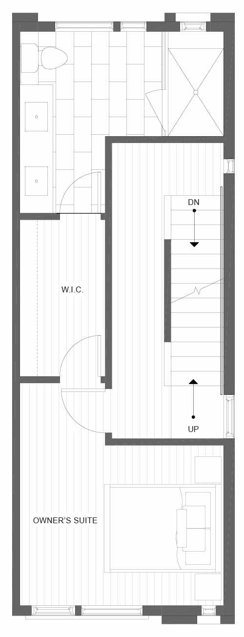 Third Floor Plan of 1105F 14th Ave in the Corazon Central Townhomes