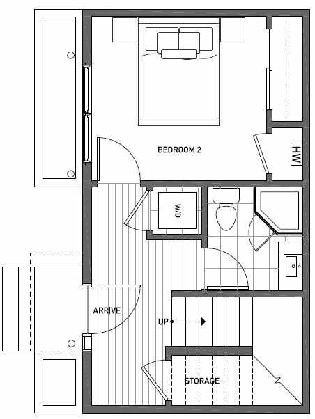 First Floor Plan of 1113 E Howell St of the Wyn Townhomes