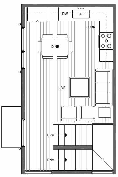 Second Floor Plan of 1113 E Howell St of the Wyn Townhomes