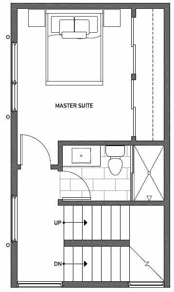 Third Floor Plan of 1113 E Howell St of the Wyn Townhomes