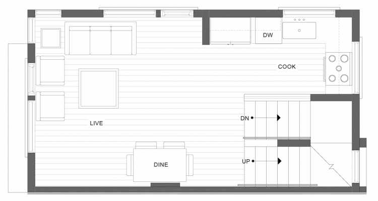 Second Floor Plan of 1113A 14th Ave in the Corazon Townhomes