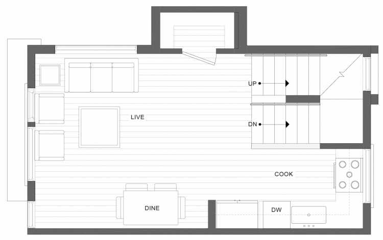 Second Floor Plan of 1113C 14th Ave in the Corazon Townhomes