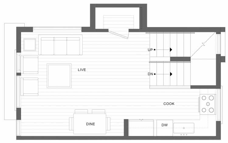 Second Floor Plan of 1113E 14th Ave in the Corazon Townhomes