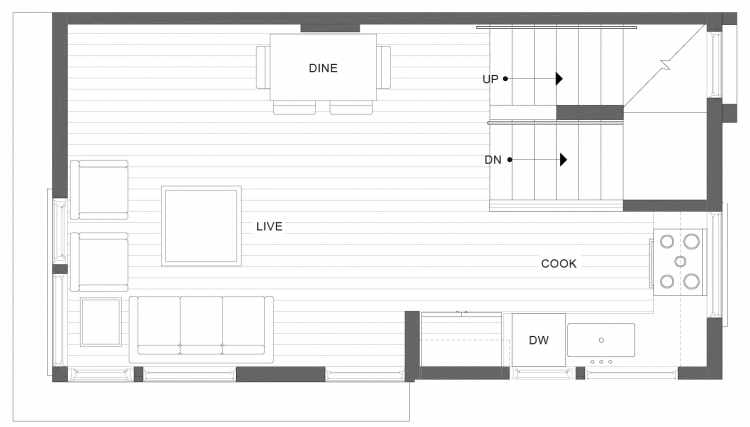 Second Floor Plan of 1113F 14th Ave in the Corazon Townhomes