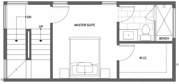 Third Floor Plan of 1115 E Howell St of the Wyn Townhomes