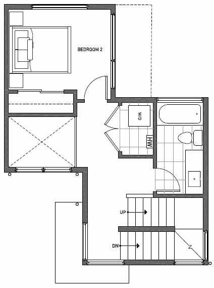 Second Floor Plan of 1117 E Howell St of the Wyn Townhomes