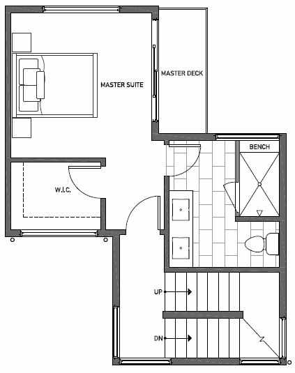 Third Floor Plan of 1117 E Howell St of the Wyn Townhomes