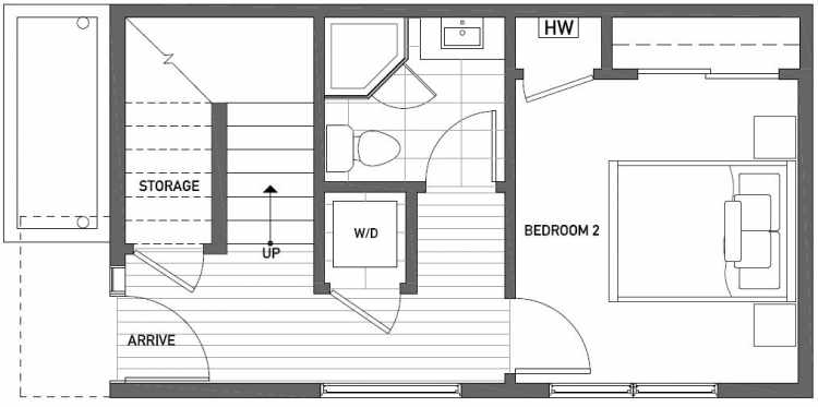 First Floor Plan of 1119 E Howell St of the Wyn Townhomes