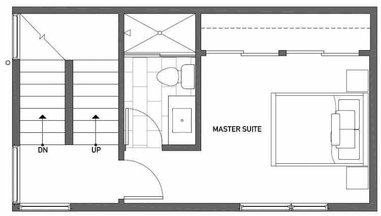 Third Floor Plan of 1119 E Howell St of the Wyn Townhomes