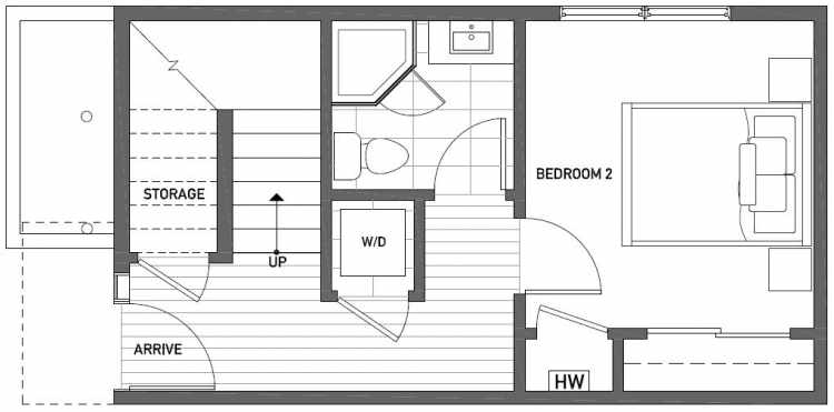 First Floor Plan of 1121 E Howell St of the Wyn Townhomes