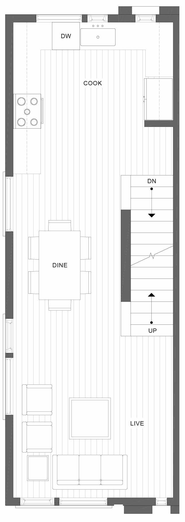 Second Floor Plan of 1320 E Spring St in the Corazon Townhomes in Capitol Hill