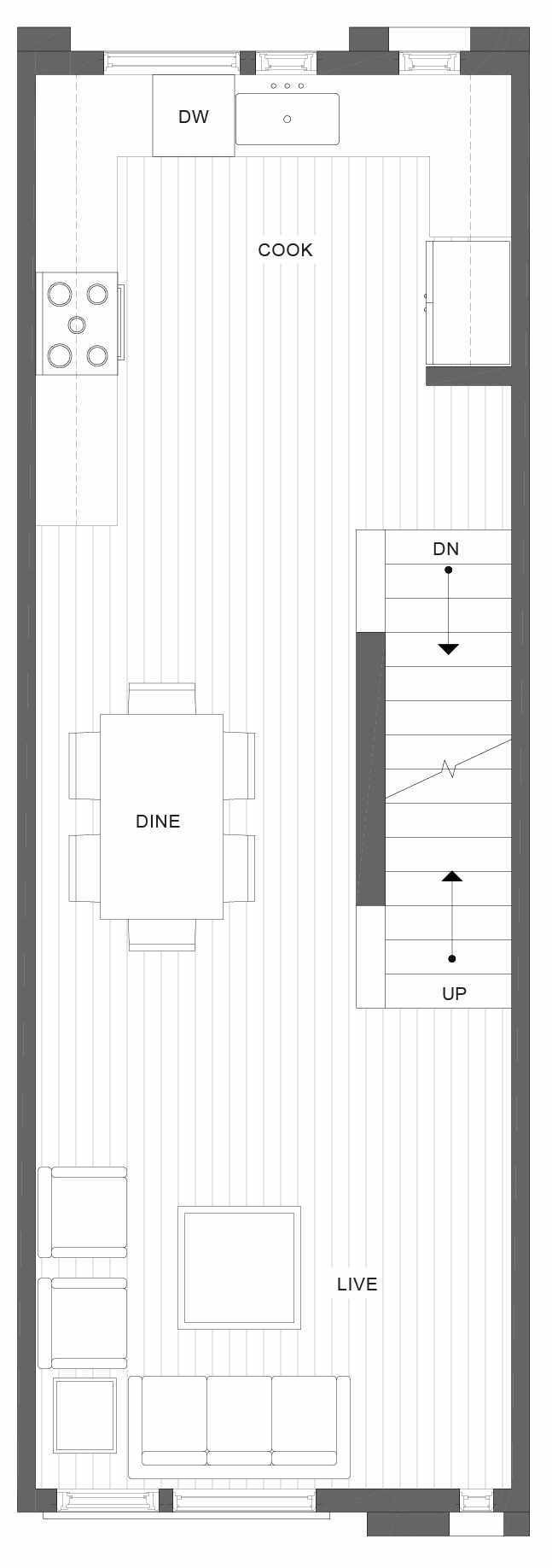 Second Floor Plan of 1322 E Spring St in the Corazon Townhomes in Capitol Hill