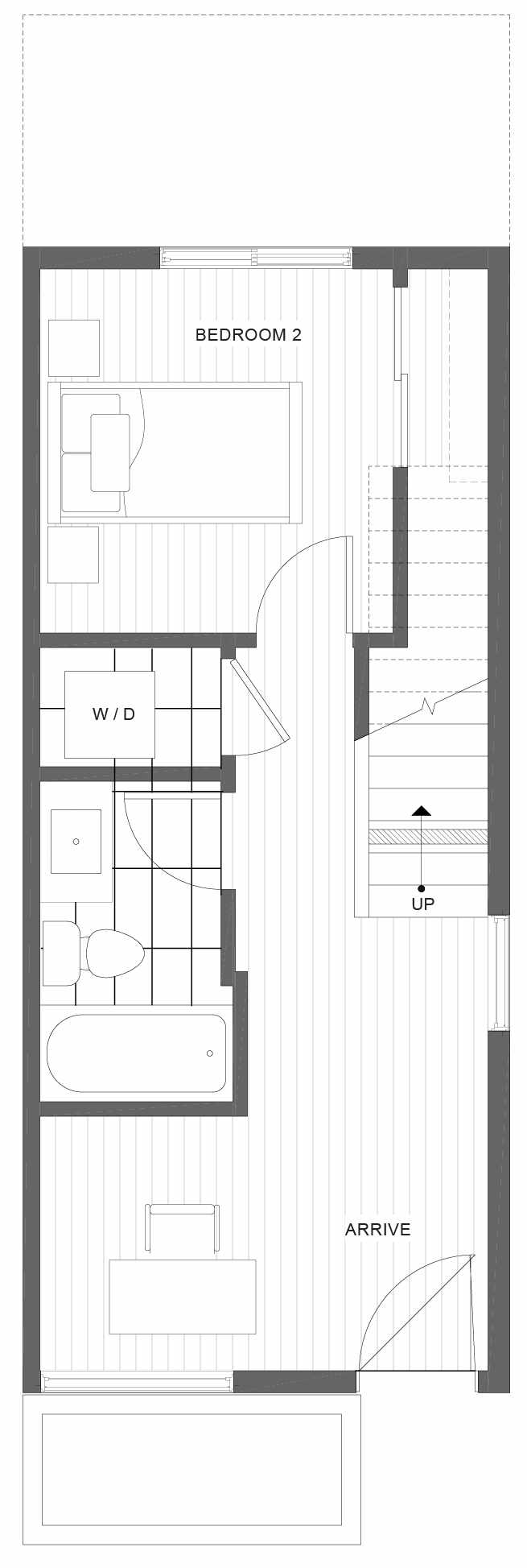 First Floor Plan of 1330 E Spring St in the Corazon Townhomes in Capitol Hill