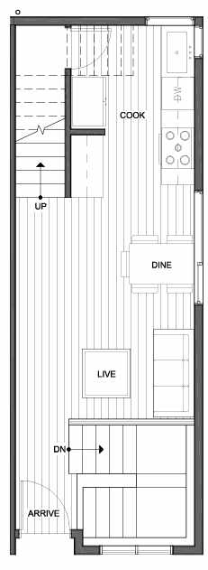 Second Floor Plan of 1331 E Denny Way, One of the Reflections at 14th and Denny Townhomes by Isola Homes