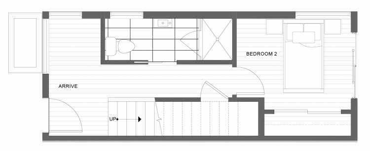 First Floor Plan of 1332 E Spring St in the Corazon Townhomes