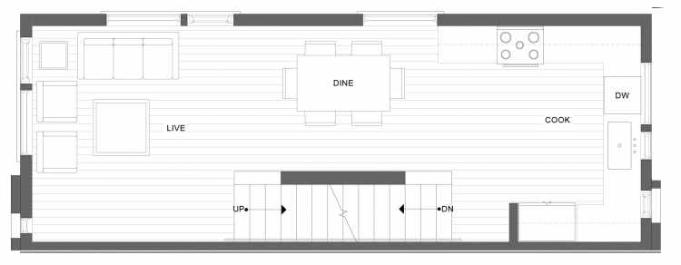 Second Floor Plan of 1332 E Spring St in the Corazon Townhomes