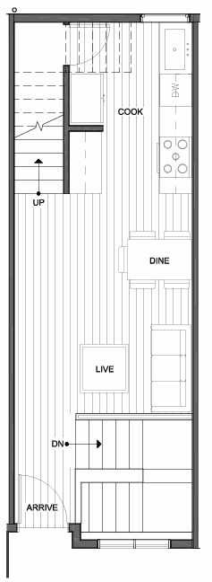 Second Floor Plan of 1333 E Denny Way, One of the Reflections at 14th and Denny Townhomes by Isola Homes