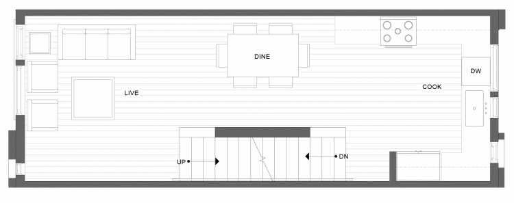 Second Floor Plan of 1334 E Spring St in the Corazon Townhomes