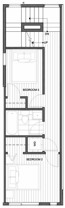 Second Floor Plan of 1335 E Denny Way, One of the Reflections at 14th and Denny Townhomes by Isola Homes