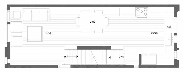 Second Floor Plan of 1338 E Spring St in the Corazon Townhomes