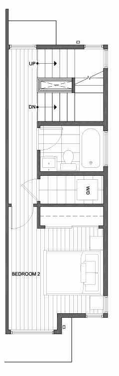 Second Floor Plan of 1417 E Howell St, One of the Aldrich 15 Townhomes in Capitol Hill by Isola Homes