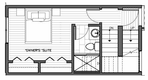 Third Floor Plan of 1417 E Harrison St, One of the Mika Townhomes in Capitol Hill by Isola Homes