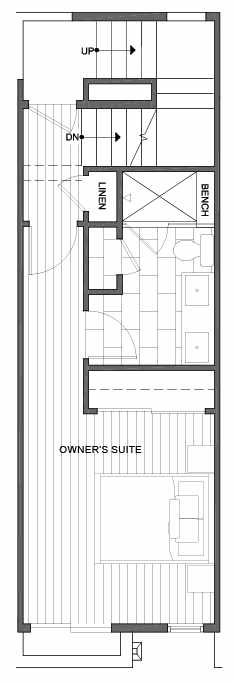 Third Floor Plan of 1439 E Howell St, One of the Aldrich 15 Townhomes in Capitol Hill by Isola Homes