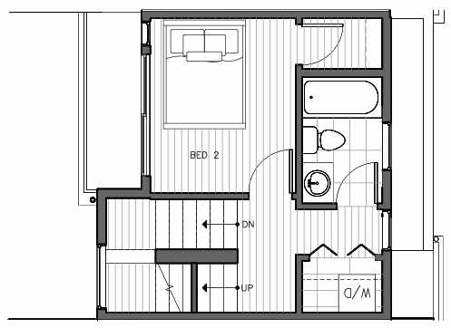 Second Floor Plan of 1421 E Harrison St, One of the Mika Townhomes in Capitol Hill by Isola Homes