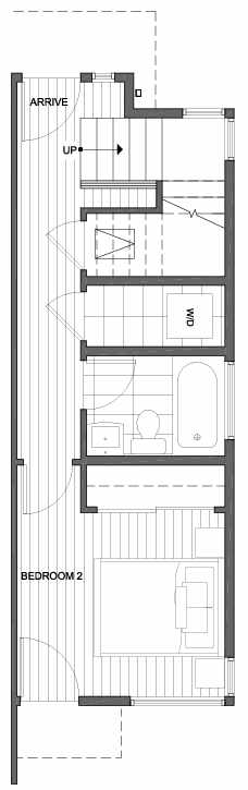 First Floor Plan of 1427 E Howell St, One of the Aldrich 15 Townhomes in Capitol Hill by Isola Homes